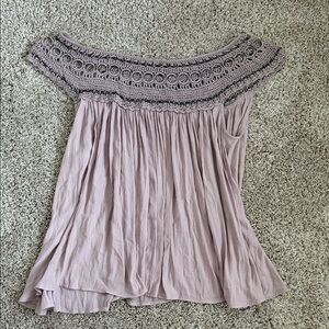 Free People Lavender Crochet Trim Women's Top